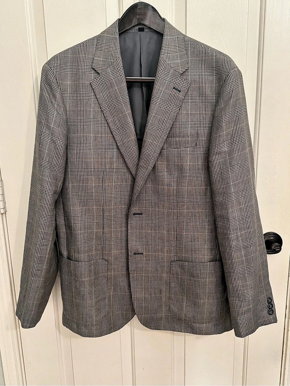 J.CREW Blazer 42R Abraham Moon Wool with Linen Glen Plaid Sport Coat